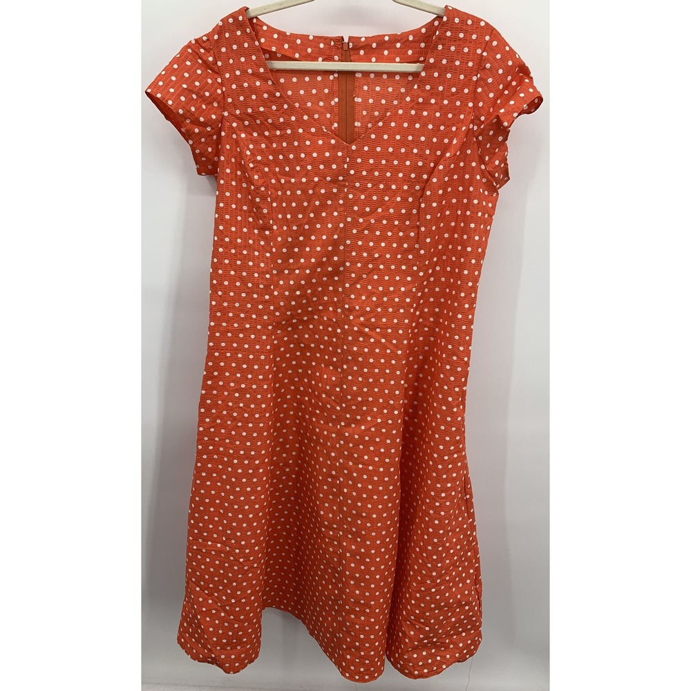 True Vintage Orange Red Polka Dot Rockabilly Midi Dress Handmade